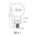Miniatyrbilde 4 av 5: 1-tommers kuleadapter med M6 X 1.0 gjenget stolpe kompatibel for B-størrelse 1-tommers kule dobbelt sokkelarm