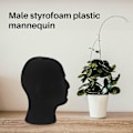 Miniatyrbillede 2 af 5: Mandlig Skum Mannequin Hoved Model Parykker Briller Kasket Display Stativ Sort