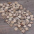 Miniatyrbillede 3 af 5: 100 stk. træskiver, blomsterform, ubehandlede træudskæringer, håndværk, gør-det-selv-dekoration