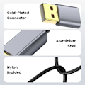 Miniatyrbild 5 av 5: 10m 480Mbps USB 2.0 Typ A Hane till Hane Kabel Förlängningssladd för Digitalkamera Skrivare Skanner