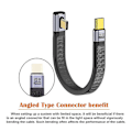 Miniatyrbillede 4 af 5: UC-002-0.13L 13cm Lavprofil Vinklet 240W Type-C Han til Han USB4 40Gbps 100W 8K Fladt FPC Datakabel