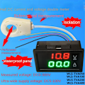 Miniatyrbilde 4 av 5: Hall Amperemeter Voltmeter DC 0-300V 200A Batteriovervåker LED Digital Strømspenningsmåler 12V 24V 36V