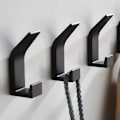 Miniatyrbillede 4 af 5: 5-delt vægkrogssæt uden boring - Alsidige klæbende kroge til soveværelse, køkken og badeværelse - Holdbart ABS-materiale   Sort