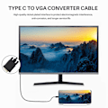 Miniatyrbillede 4 af 5: Type C til VGA-konverterkabel USB C til VGA-adapterkabel USB3.1 Type C-kabel til 12-tommer bærbar computer 1,8M