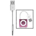 Usb til 3,5 mm jacks datakabel og opladningskabel til Ipod Shuffle 1., 2., 3., 4., 5. og 6. generation, længde: 10 cm (hvid)