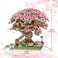 Miniatyrbild 4 av 5: 2008 st Sakura Tree House Micro Building Blocks Set Architecture Mini Bricks Of Cherry Blossom Bonsai Model, Leksakspresenter för barn