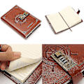 Miniatyrbillede 2 af 5: Dagbog med lås Læderjournal Adgangskode Kombination Lås Notesbog Hemmelig Dagbog Skrive Notesbog Pu Brun Style-yvan