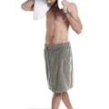 Miniatyrbild 3 av 5: Justerbar Badhandduk för Män - Bärbar Handdukskjol med Fickor för Gym, Dusch, Bastu, Spa & Strand, Grå, M