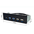 Miniatyrbild 2 av 5: 5.25 tums Usb3.1 Gen2 Frontpanel Usb Hub 2 Portar Usb3.0+2 Portar Usb2.0+1 Port Typ-C med Typ-E C