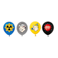 Pikkukuva 5 / 5: Fallout-pelin Vault Boy -lasten syntymäpäiväkoristeet, ilmapallot, banneri, kakunpäällinen, tarvikkeet