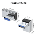 Pikkukuva 2 / 5: 4 KPL USB 3.0 -sovitin, ylös- ja alaspäin suuntautuva kulma, vasen ja oikea kulma USB A uros - naarasmuunnin jatko