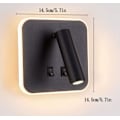 Miniatyrbillede 3 af 5: 1 stk. LED-sengelampe væglampe læselampe soveværelse væglampe dobbelt kontrol firkantet roterende væglampe sort 14,5*14,5cm
