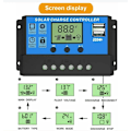 Miniatyrbild 3 av 5: Solcellsladdningsregulator, 20A 12V/24V, automatisk justering justerbar LCD-skärm (20A)