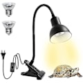 Miniatyrbilde 1 av 5: Skilpaddevarmelampe for reptil akvarium, skilpadde med 2 Uva Uvb pære bakelampe justerbar 360 roterende klips for skilpadde slange akvarium