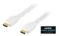 Platt HDMI-kabel, HDMI High Speed med Ethernet, 1m, vit