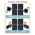 Pikkukuva 2 / 5: 4 kpl USB 3.0 -sovitin, pystysuora ylös- ja alaskulma, vaakasuora vasen ja oikea kulma, USB-uros - naaras
