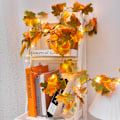 Miniatyrbilde 3 av 4: Simulert lønneblader kobbertrådlampe Thanksgiving dekorativ lyssnor høstpynt veggdekorasjon rottinglampe