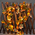 Miniatyrbilde 4 av 4: Simulert lønneblader kobbertrådlampe Thanksgiving dekorativ lyssnor høstpynt veggdekorasjon rottinglampe