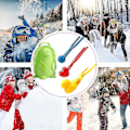 Miniatyrbild 3 av 4: Snöbollsformare 4-pack Hjärta Snögubbe Sfärisk Form Snöbollsformare Klämma Plast Snöbollsformare Verktyg Sandboll Klämma Snöleksaker För Barn Och Vuxna Svart