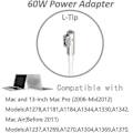 Miniatyrbillede 2 af 5: 60w Macbook Pro-oplader - Udskiftning 60w L-tip Macbook-oplader til gammel Macbook Pro 13 tommer - Universal strømadapter kompatibel med Macbook Pro 13 I