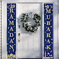 Pikkukuva 2 / 3: Ramadan Mubarak -porttilippu Ramadanin ja Eid-koristeluun, riippuva liput, 1 pari