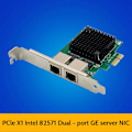 Miniatyrbilde 2 av 5: PCIE X1 82571 Gigabit Server Nettverkskort PCIE Ethernet Nettverkskort Dual Port RJ45 Ethernet Adapter