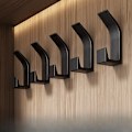 Miniatyrbillede 1 af 5: 5-delt vægkrogssæt uden boring - Alsidige klæbende kroge til soveværelse, køkken og badeværelse - Holdbart ABS-materiale   Sort