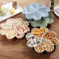 Miniatyrbilde 5 av 5: 1 stk, hjerteformet serveringsbrett, gjenbrukbar plastmatbrett med 4 rom, for stue sofabord beige hvetestrå