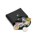Genuine Leather Coin Purse, Slim Wallet with Snap Closure Black