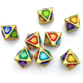 Miniatyrbilde 1 av 5: Genius Invokation TCG Terning Sett, Håndlagde 8 stk. Rombeformede Solide Polyedriske Terninger med 7 Elementære Terninger & 1 Omni Element for Genshin Impact Kortspill