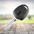 Miniatyrbillede 5 af 5: Udskiftningsskal til nøgle til Mitsubishi Outlander med 2 knapper og blad, sort
