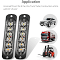 Miniatyrbilde 4 av 5: 4-pakks motorisering blinkende lys og tilbehør - Ultra tynn blå 6 LED strobe lys - LED lysstang mini nødlysstang 18 blinkende modus 12V-24