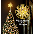 Miniatyrbillede 4 af 5: 60 LED Lys Metal Stjerne Topper til Juletræ Batteridrevet Moravisk Stjerne 3D Stjerne Trætop Juletræ Dekoration med 6H Timer, 13.78 tommer/