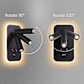 Miniatyrbillede 3 af 5: Led væglampe, sengelampe med afbryder, USB-opladningsport, justerbar spotlight til soveværelsesbelysning (3w 3000k + 9w 6000k) sort C