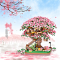 Miniatyrbild 5 av 5: 2008 st Sakura Tree House Micro Building Blocks Set Architecture Mini Bricks Of Cherry Blossom Bonsai Model, Leksakspresenter för barn