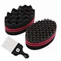 Miniatyrbillede 1 af 5: Nirvana Magic Curl Svamp Twist Svamp Dobbeltsidet Hårbørste Svamp Hår Twist Curl Svamp Magic Hair Braider Coils Dreadlock Curl Børste 2 Stykker wi