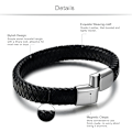 Miniatyrbillede 2 af 7: Flettet læderarmbånd til mænd, armbånd i fashionabel stil uden stållås. 1 stk., sort