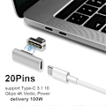Miniatyrbild 5 av 5: Ny 100W 20 PIN MAGNETISK USB C PD Laddningskabel Snabbladdning 10 Gbps 4K Video @ 60Hz för Macbook P