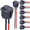 Miniatyrbilde 1 av 5: 8 stk. vippebryter på/av SPST 2-pinners låsebryter snap rund med ferdigkablet 6A/250V 10A/125V AC for båt, bil etc. KCD1-X-Y