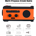 Miniatyrbillede 5 af 5: Håndsvinget nødradio | Bærbar Am/fm/noaa solcelledrevet nødradio - Am/fm/noaa solcelledrevet radioer med LED-lommelygte, Sos-alarm, Usb-oplader, Emergenc