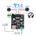 Miniatyrbillede 1 af 3: 2X50W Bluetooth 5.0 Effektforstærker Klasse D Lyd 10W-200W HiFi Stereo Trådløs Musikafspiller USB Lydkort Digital AMP