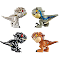 Miniatyrbild 2 av 5: 4 st World Dinosaur Snap Squad samlarobjekt för visning, lek och knäppfunktion för att fästa på ryggsäckar, lunchpaket