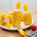 Miniatyrbillede 4 af 5: 4 stk. majsholdere i rustfrit stål, majsholdere, majskolbeholdere, majskolbespyd til BBQ, dobbelt majsholdere