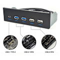 Miniatyrbild 4 av 5: 5.25 tums Usb3.1 Gen2 Frontpanel Usb Hub 2 Portar Usb3.0+2 Portar Usb2.0+1 Port Typ-C med Typ-E C
