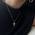 Pikkukuva 3 / 7: S925 sterling hopea risti uskonnollinen eurooppalainen ja amerikkalainen yksinkertainen klassinen unisex 5A zirkon 18K pinoamis kaulakoru