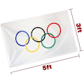 Pikkukuva 4 / 5: Olympialaiset Lippu Olympialaiset Piha Liput Olympiarenkaat Sisä- Ja Ulkoliput Ja Bannerit 3x5 Jalkaa_Newway