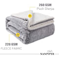 Miniatyrbillede 4 af 4: 2024, Sherpa Tæppe Varme Tæpper Til Vinter Super Blødt Fuzzy Flannel Fleece/uldlignende Vendbar Fløjlsplys Sofa Tæppe Letvægts (Lysegrå Th