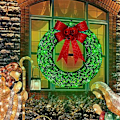 Miniatyrbilde 4 av 5: Forhåndsopplyst Utendørs Julekrans Dekorasjon, Julepynt Utendørs Hellig Julekrans Med Lys Grønn
