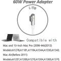 Miniatyrbillede 2 af 5: 2024 60w Macbook Pro-oplader - Udskiftning 60w L-tip Macbook-oplader til gammel Macbook Pro 13 tommer - Universal strømadapter kompatibel med Macbook Pro