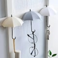 Miniatyrbild 5 av 5: 3 st/förpackning, stansfria paraplyformade krokar, starka självhäftande krokar i plast, nyckelkrokar, heminredning